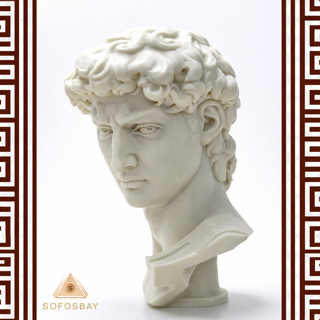 Head of David sculpture - classical marble bust
